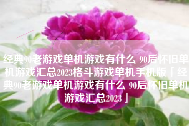 经典90老游戏单机游戏有什么 90后怀旧单机游戏汇总2023格斗游戏单机手机版「经典90老游戏单机游戏有什么 90后怀旧单机游戏汇总2023」